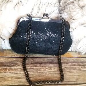 Express Black Sequin Small Dress Bag